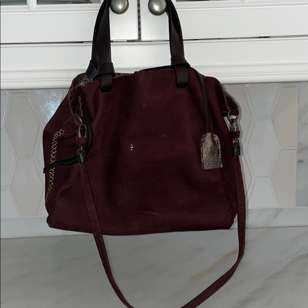 suede deep plum with gold foil leather interior